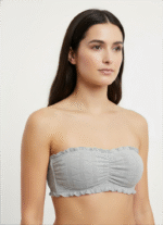 Ruched Knit Ruffle Bandeau Bralette - Cool Grey - Image 5